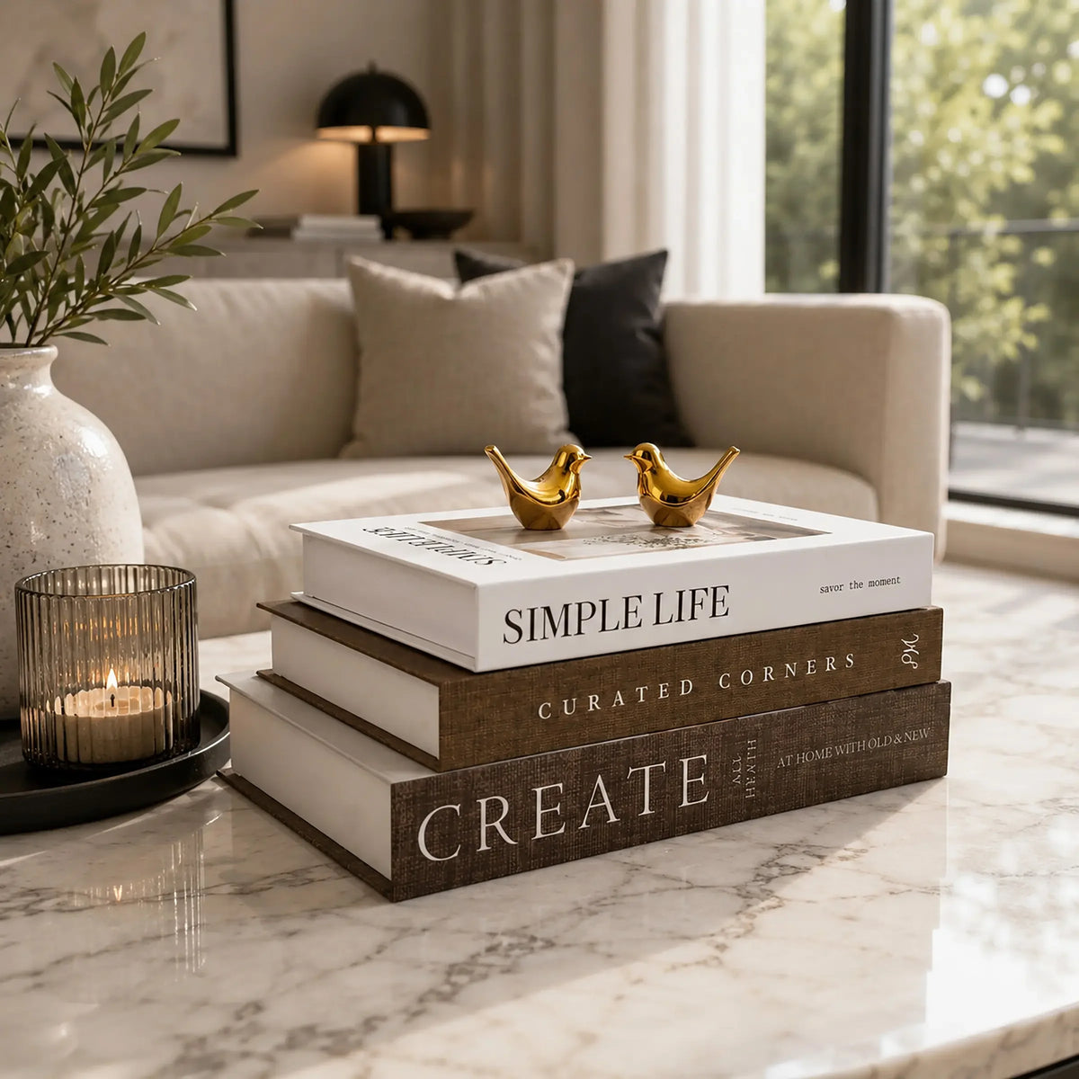 3-Piece Decorative Faux Book Set, Faux Books for Coffee Table, Living Room Accessories, Bookshelf Decor, Creative Home Decor, Luxury Faux Books for Holiday Decoration