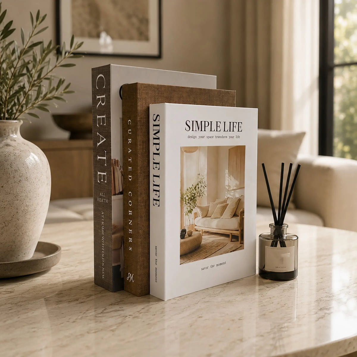 3-Piece Decorative Faux Book Set, Faux Books for Coffee Table, Living Room Accessories, Bookshelf Decor, Creative Home Decor, Luxury Faux Books for Holiday Decoration
