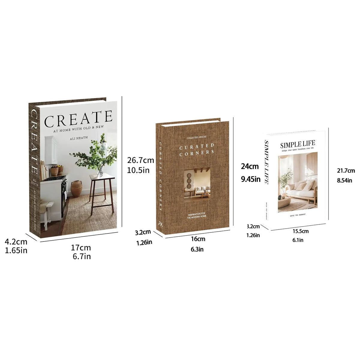 3-Piece Decorative Faux Book Set, Faux Books for Coffee Table, Living Room Accessories, Bookshelf Decor, Creative Home Decor, Luxury Faux Books for Holiday Decoration