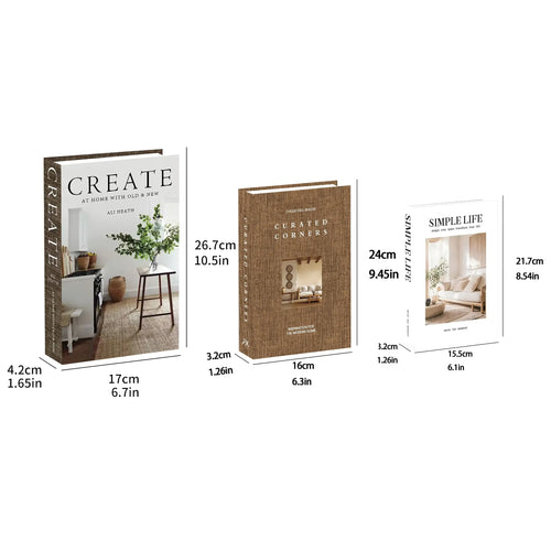 3-Piece Decorative Faux Book Set, Faux Books for Coffee Table, Living Room Accessories, Bookshelf Decor, Creative Home Decor, Luxury Faux Books for Holiday Decoration